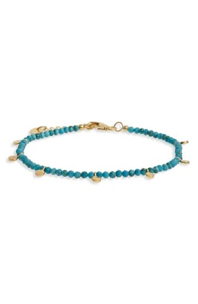 Argento Vivo Sterling Silver Turquoise Beaded Dangle Bracelet In Gold