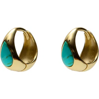 Argento Vivo Sterling Silver Turquoise Teardrop Huggie Hoops