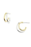Argento Vivo Sterling Silver Two Tone Crescent Hoop Earrings In Gold/silver