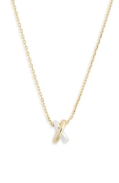 Argento Vivo Sterling Silver Two-tone Cross Pendant Necklace In Gold