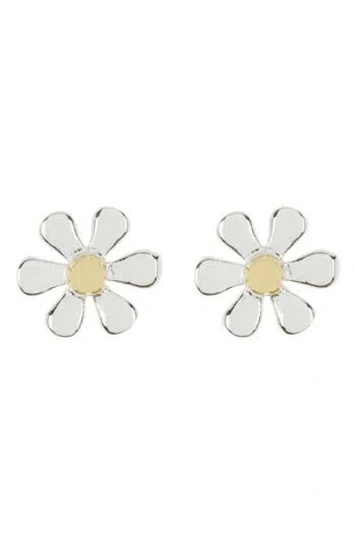 Argento Vivo Sterling Silver Two-tone Daisy Stud Earrings In White