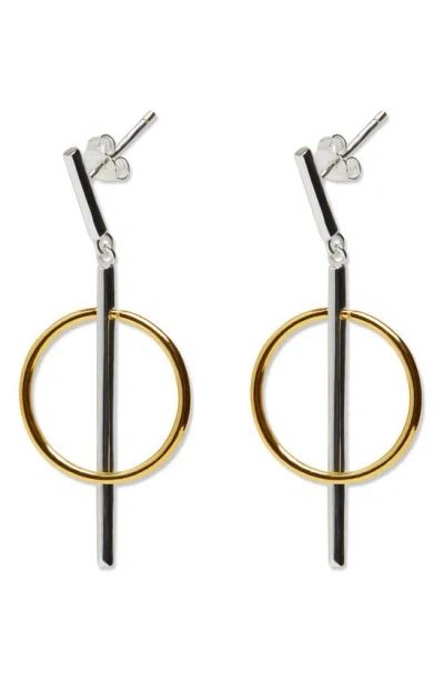 Argento Vivo Sterling Silver Two-tone Drop Earrings In Gold