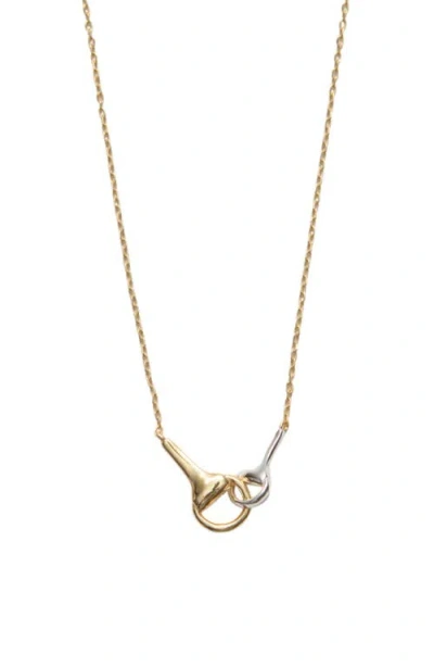 Argento Vivo Sterling Silver Two-tone Equestrian Interlock Necklace In Multi