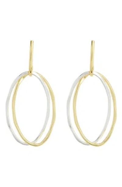 Argento Vivo Sterling Silver Two-tone Frontal Hoop Earrings In Gold/sil