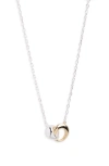 Argento Vivo Sterling Silver Two Tone Interlock Necklace In Silver