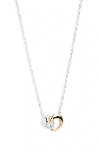 Argento Vivo Sterling Silver Two Tone Interlock Necklace