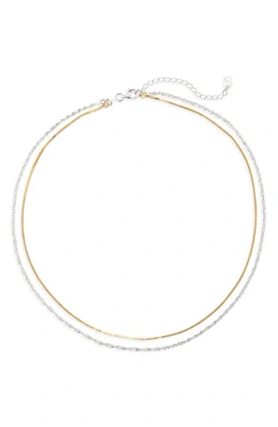 Argento Vivo Sterling Silver Two-tone Layered Necklace In Gold/silver