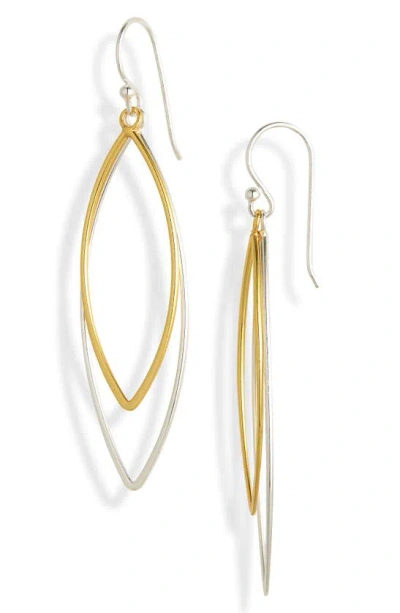 Argento Vivo Sterling Silver Two-tone Layered Teardrop Earrings In Gold