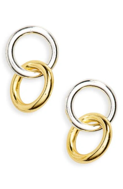 Argento Vivo Sterling Silver Two-tone Linked Ring Earrings In Multi