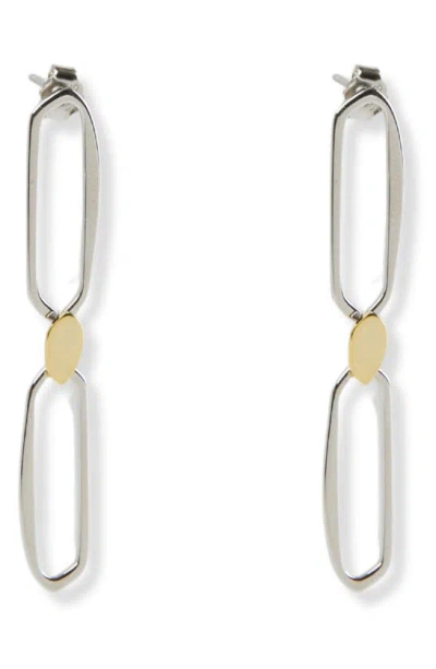 Argento Vivo Sterling Silver Two-tone Organic Drop Earrings In Metallic