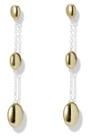 Argento Vivo Sterling Silver Two-tone Oval Linear Drop Earrings In Gold/silver