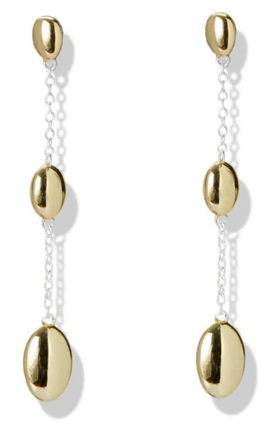 Argento Vivo Sterling Silver Two-tone Oval Linear Drop Earrings In Gold/silver