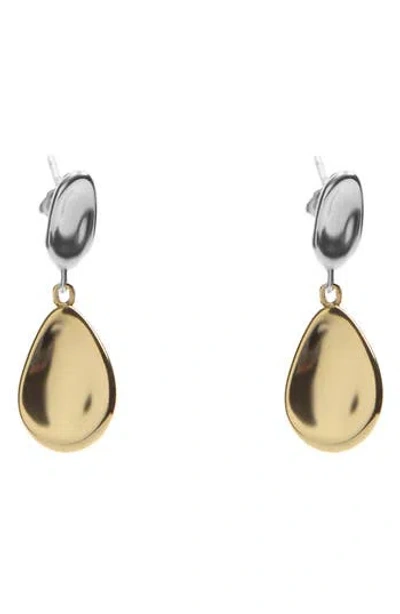 Argento Vivo Sterling Silver Two-tone Pebble Drop Earrings In Gold