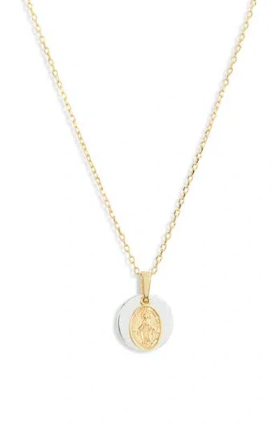 Argento Vivo Sterling Silver Two Tone Religious Pendant Necklace In Gold