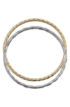 Argento Vivo Sterling Silver Two-tone Twisted Bangle Set