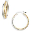 Argento Vivo Sterling Silver Two-tone Twisted Hoop Earrings In Gold