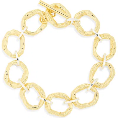 Argento Vivo Sterling Silver Two-tone Chain Bracelet In Gold/sil