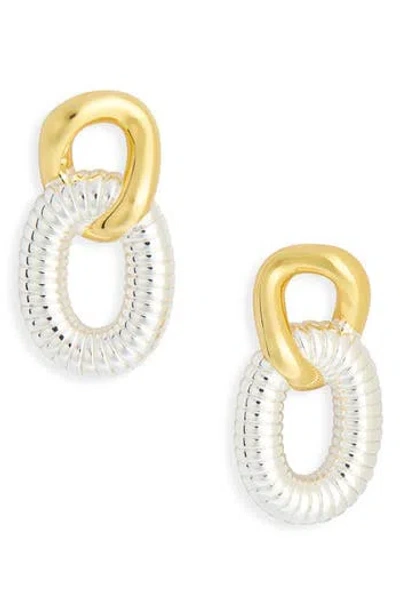 Argento Vivo Sterling Silver Two-tone Link Drop Earrings In Gold