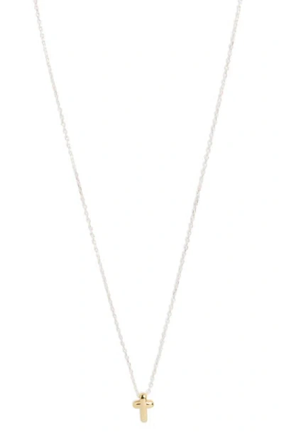 Argento Vivo Sterling Silver Two-tone Puffy Cross Pendant Necklace In Gold