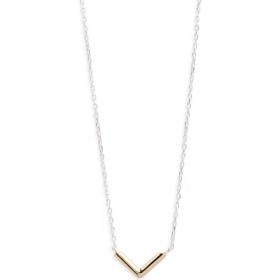 Argento Vivo Sterling Silver V Two Tone Bar Necklace