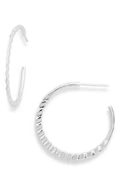 Argento Vivo Sterling Silver Wavy Graduated Hoop Earrings
