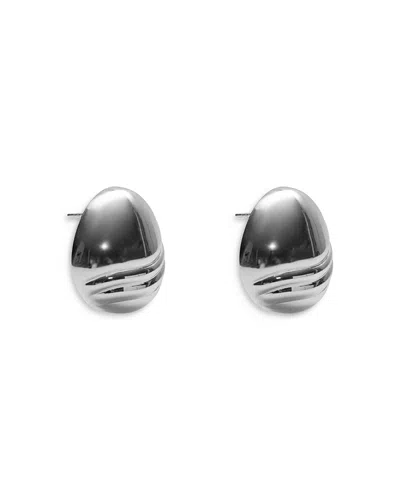 Argento Vivo Sterling Silver Wavy Oval Stud Earrings