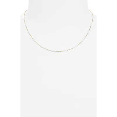 Argento Vivo Sterling Silver White Enamle Station Chain Necklace In Gold