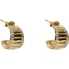 Argento Vivo Sterling Silver Wide Ribbed J-hoop Earrings In Gold