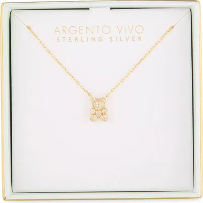 Argento Vivo Teddy Bear Pavé Pendant Necklace In Gold