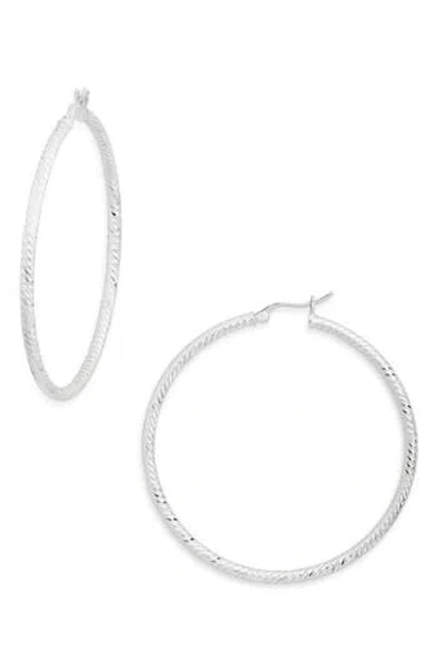 Argento Vivo Textured Hoop Earrings In Metallic