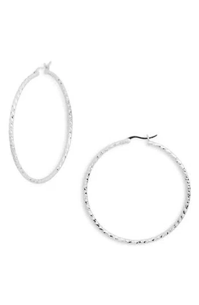 Argento Vivo Textured Hoop Earrings In Metallic