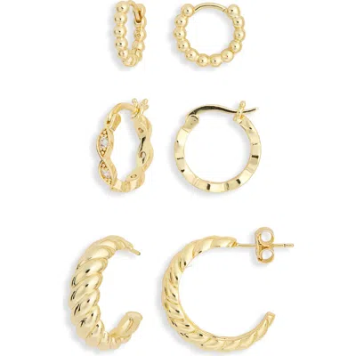 Argento Vivo Textured Mixed Hoop Earrings In Gold