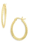 Argento Vivo Textured Oval Hoop Earrings In Gold