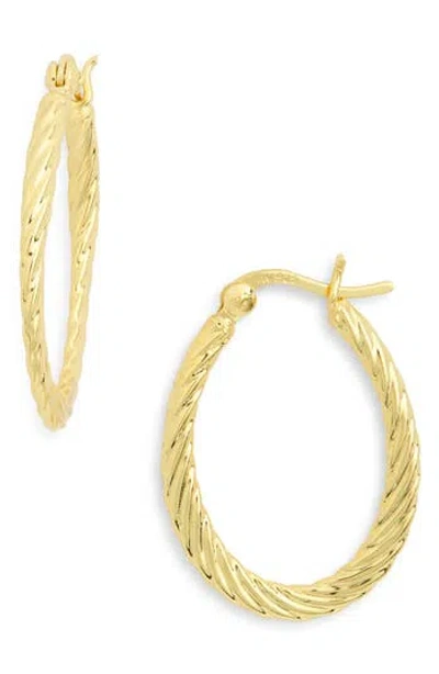 Argento Vivo Textured Oval Hoop Earrings In Gold