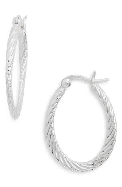 Argento Vivo Textured Oval Hoop Earrings In Metallic