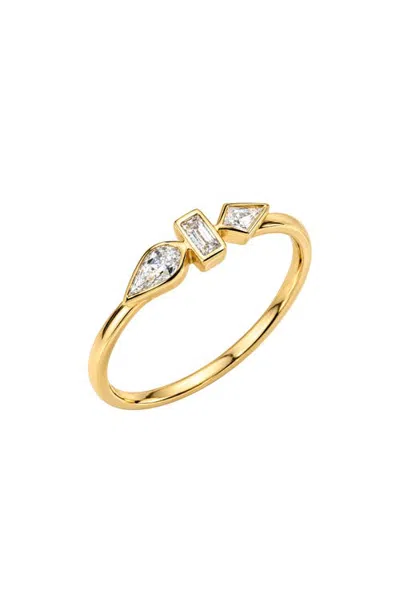 Argento Vivo The Rhea Sterling Silver Geometric Cubic Zirconia Ring In Gold