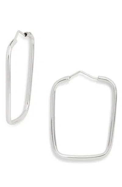 Argento Vivo Thin Rectangle Hoop Earrings In Metallic