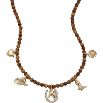 Argento Vivo Tiger's Eye Charm Necklace In Gold