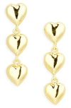 Argento Vivo Triple Heart Drop Earrings In Gold