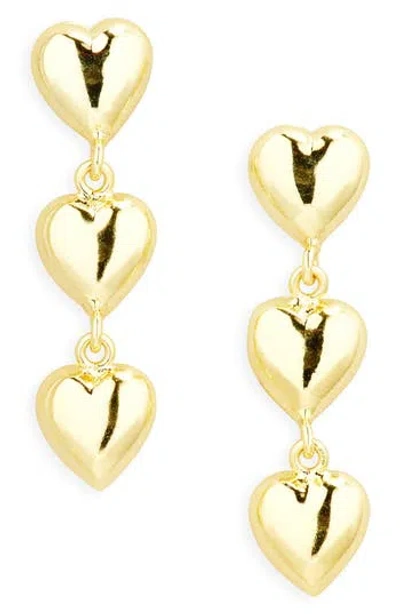 Argento Vivo Triple Heart Drop Earrings In Gold