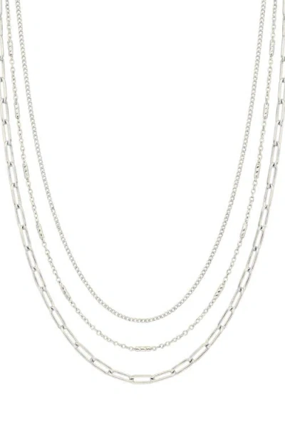 Argento Vivo Triple Layer Chain Necklace In Metallic