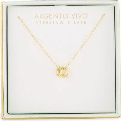 Argento Vivo Triple Ring Pendant Necklace In Gold