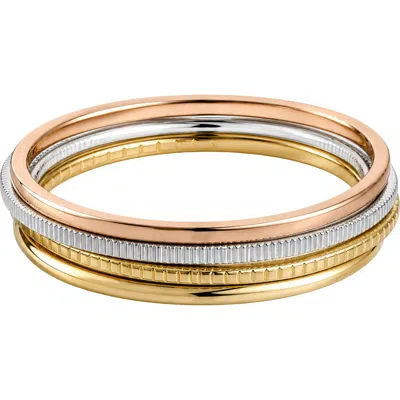 Argento Vivo Tritone Bangle Bracelet Set In Gold/silver/rose
