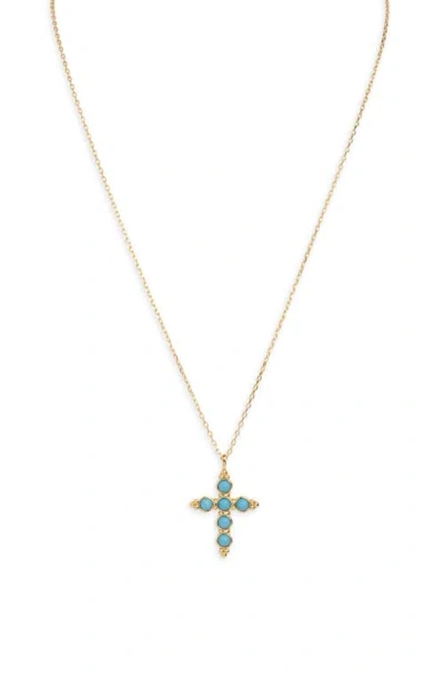 Argento Vivo Turquoise Cross Pendant Necklace In Metallic