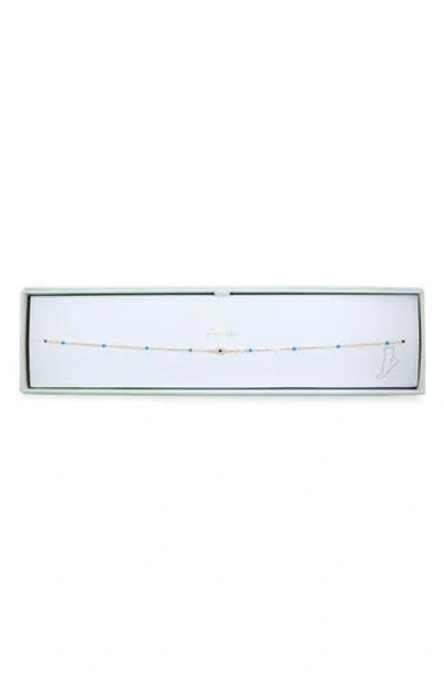 Argento Vivo Turquoise Evil Eye Anklet In Gold