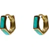 Argento Vivo Turquoise Hex Huggie Hoop Earrings