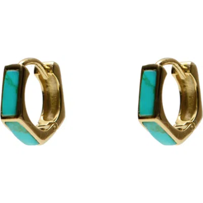 Argento Vivo Turquoise Hex Huggie Hoop Earrings