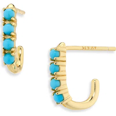 Argento Vivo Turquoise Oblong Hoop Earrings In Blue