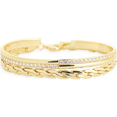 Argento Vivo Twisted Link Cubic Zirconia Bangle Set In Gold