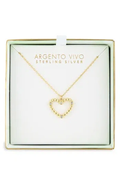 Argento Vivo Twisted Open Heart Pendant Necklace In Gold